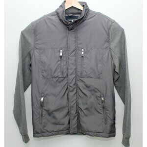 Zara Man Full Zip and Snaps Long Sleeve Sweater Large Gray Unique Front Design